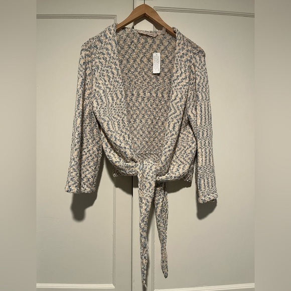 Soft Surroundings Tie Front Patterned Sweater - Picture 2 of 5